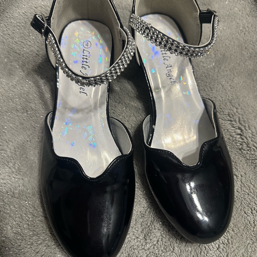 Little Angel Black Kids Dress Shoes